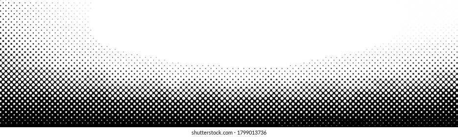 Abstract halftone monochrome gradient dotted pattern. Dots and circles. Vector pop art illustration.