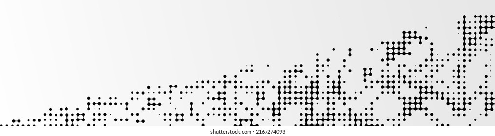 Abstract halftone mosaic background frame. Texture of particles, dots, pixels. Wave pattern of connecting circles. Banner design for websites, social networks, business, technology. Vector.	
