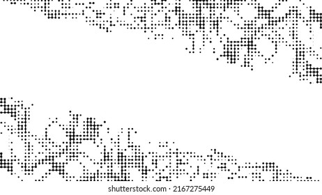 Abstract halftone mosaic background frame. Texture of particles, dots, pixels. Wave pattern of connecting circles. Banner design for websites, social networks, business, technology. Vector.	

