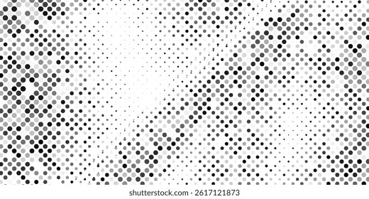 Abstract halftone mosaic background frame. Texture of particles, dots, pixels. Wave pattern of connecting circles. Banner design for websites modern
