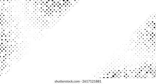Abstract halftone mosaic background frame. Texture of particles, dots, pixels. Wave pattern of connecting circles. Banner design for websites modern