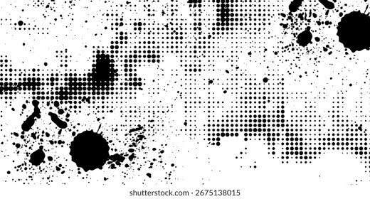 Elementos de textura de ruído de meio-tom abstratos no padrão de impressão de desvanecimento cômico retro padrão pontilhado de fundo transparente. Pontos gastos, irregulares e ruído espalhado criam uma sobreposição lo-fi, vintage,	
