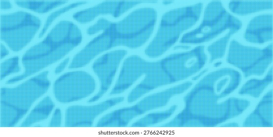 Abstract Halftone Ocean Surface Background. Sea Reflection Vector Pattern. Blue Water Ripple Summer Texture