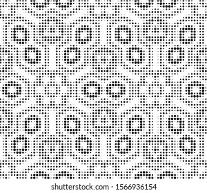 Abstract halftone ornamental geometric background. Pop art style card. Grunge texture. Vector  illustration. 
