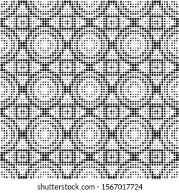Abstract halftone ornamental geometric background. Pop art style card. Grunge texture. Vector  illustration.  