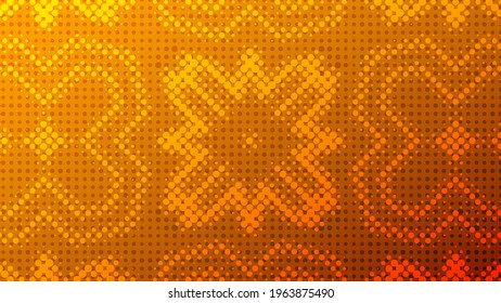 Abstract halftone ornamental geometric background. Pop art style card. Grunge texture. Business banner.