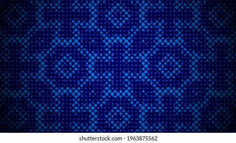 Abstract halftone ornamental geometric background. Pop art style card. Grunge texture. Business banner.