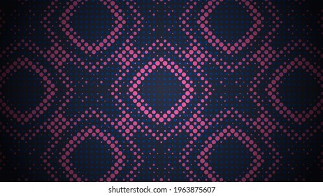 Abstract halftone ornamental geometric background. Pop art style card. Grunge texture. Business banner.