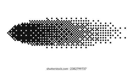 Abstract halftone oval with blur. Vector ellipse shadow in comic or manga style.