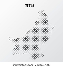 Mapa abstracto de Pakistán en semitono aislado sobre fondo blanco. Ilustración de vector