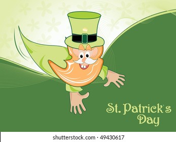 abstract halftone pattern background with cartoon leprechaun