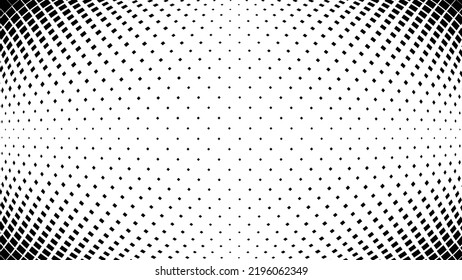 Abstract halftone pattern background. Tweaked, or wonky halftone texture on white background.