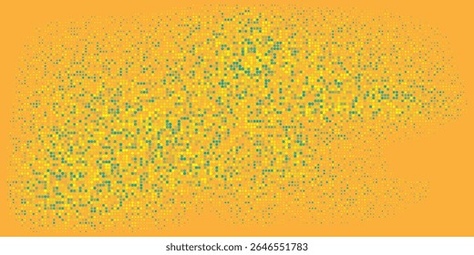 "Abstract halftone pattern with colorful green and yellow dots on an orange background. A playful, vibrant, and retro-inspired design, perfect for pop art, creative, or modern graphic projects."


