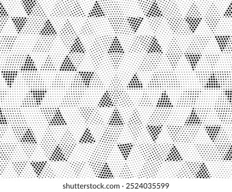 Abstract halftone pattern dot background texture. Overlay grunge dots distress triangle dot vector. Dots in triangular pattern.