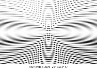Abstract halftone pattern dot background texture. Radial spin effect dotted pattern. Overlay grunge dots distress linear vector.