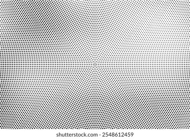 Abstract halftone pattern dot background texture. Radial spin effect dotted pattern. Overlay grunge dots distress linear vector.