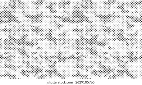 Abstract halftone pattern dot background texture. Overlay grunge dots distress linear vector. Camouflage effect halftone background.