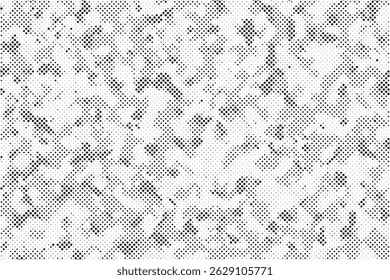 Textura de plano de fundo de ponto de padrão de meio-tom abstrato. Sobrepor pontos grunge aflige vetor linear. Fundo de meio-tom de efeito de camuflagem.