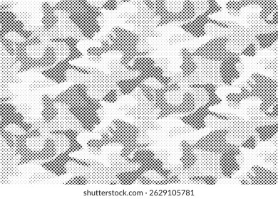 Abstract halftone pattern dot background texture. Overlay grunge dots distress linear vector. Camouflage effect halftone background.