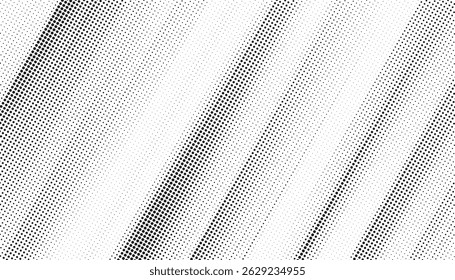 Textura de plano de fundo de ponto de padrão de meio-tom abstrato. Plano de fundo de faixa de meio-tom diagonal. Sobrepor pontos grunge aflige vetor linear.	