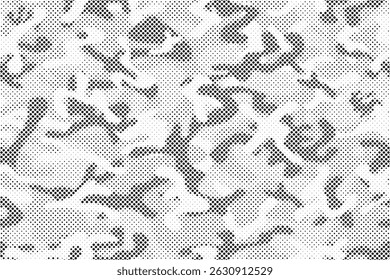 Abstract halftone pattern dot background texture. Overlay grunge dots distress linear vector. Camouflage effect halftone background. Vector illustration.