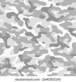 Abstract halftone pattern dot background texture. Overlay grunge dots distress linear vector. Camouflage effect halftone background.	