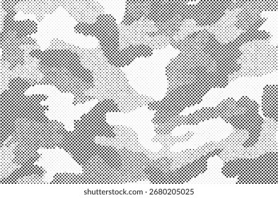 Abstract halftone pattern dot background texture. Overlay grunge dots distress linear vector. Camouflage effect halftone background