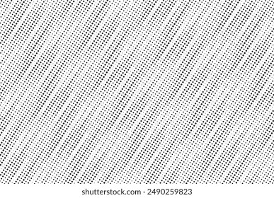 Abstract halftone pattern dot liner background texture. Overlay grunge diagonal dots distress linear vector.	