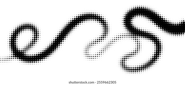 abstract halftone pattern of flowing curves in black and white