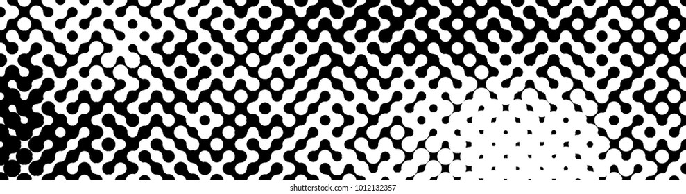 Abstract halftone pattern formed by black and white circles of different size.Vector illustration of a dotted background