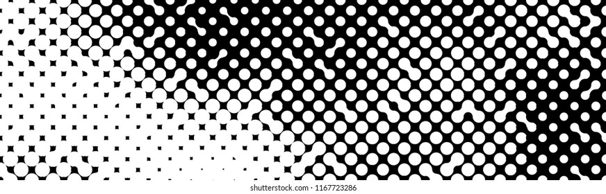 Abstract halftone pattern formed by black and white circles of different size.Vector illustration of a dotted background
