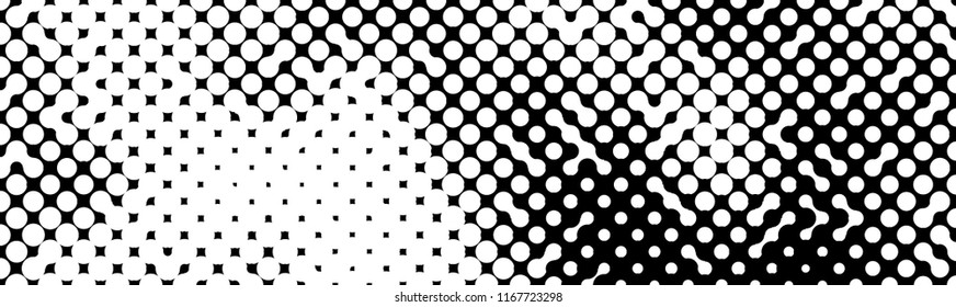 Abstract halftone pattern formed by black and white circles of different size.Vector illustration of a dotted background