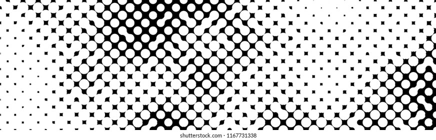 Abstract halftone pattern formed by black and white circles of different size.Vector illustration of a dotted background.