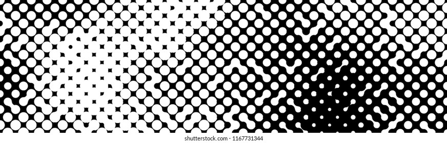 Abstract halftone pattern formed by black and white circles of different size.Vector illustration of a dotted background.