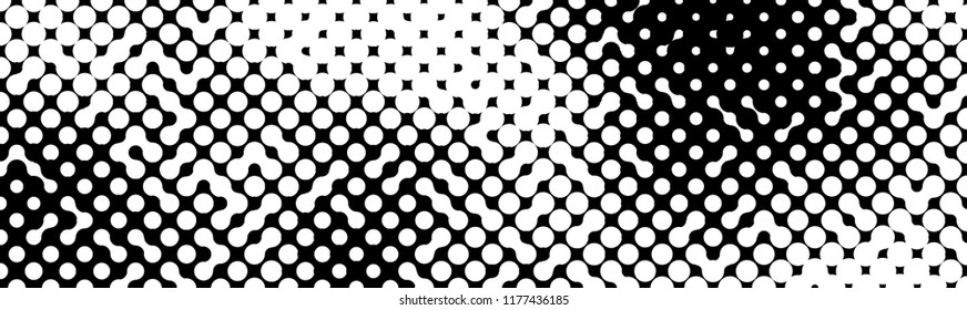 Abstract halftone pattern formed by black and white circles of different size.Vector illustration of a dotted background.