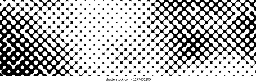 Abstract halftone pattern formed by black and white circles of different size.Vector illustration of a dotted background.