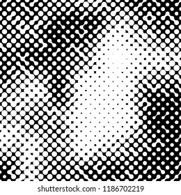 Abstract halftone pattern formed by black and white circles of different size.Vector illustration of a dotted background.