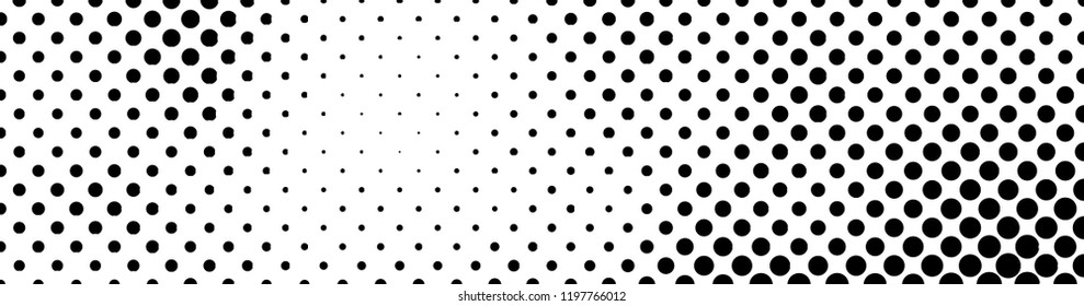Abstract halftone pattern formed by black and white circles of different size.Vector illustration of a dotted background.