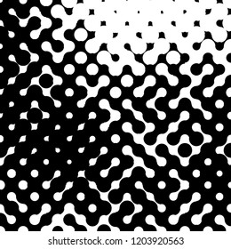 Abstract halftone pattern formed by black and white circles of different size.Vector illustration of a dotted background.