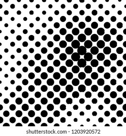 Abstract halftone pattern formed by black and white circles of different size.Vector illustration of a dotted background.