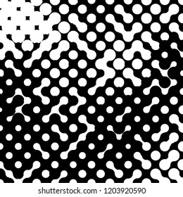 Abstract halftone pattern formed by black and white circles of different size.Vector illustration of a dotted background.