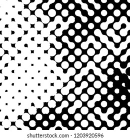 Abstract halftone pattern formed by black and white circles of different size.Vector illustration of a dotted background.