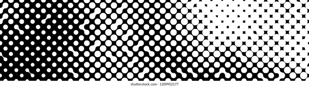 Abstract halftone pattern formed by black and white circles of different size.Vector illustration of a dotted background.