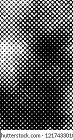 Abstract halftone pattern formed by black and white circles of different size.Vector illustration of a dotted background.