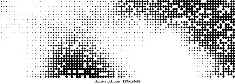 Abstract halftone pattern formed by black and white circles of different size.Vector illustration of a dotted background.