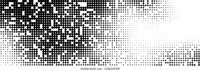 Abstract halftone pattern formed by black and white circles of different size.Vector illustration of a dotted background.