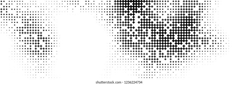 Abstract halftone pattern formed by black and white circles of different size.Vector illustration of a dotted background.