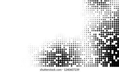 Abstract halftone pattern formed by black and white circles of different size.Vector illustration of a dotted background.