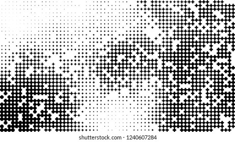 Abstract halftone pattern formed by black and white circles of different size.Vector illustration of a dotted background.