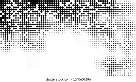 Abstract halftone pattern formed by black and white circles of different size.Vector illustration of a dotted background.
